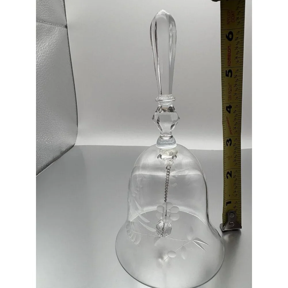 Vintage LENOX Etched Clear Crystal Glass 6" Bell - Picture 8 of 9